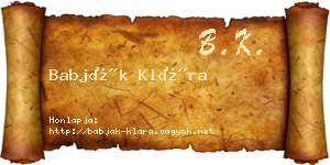 Babják Klára névjegykártya